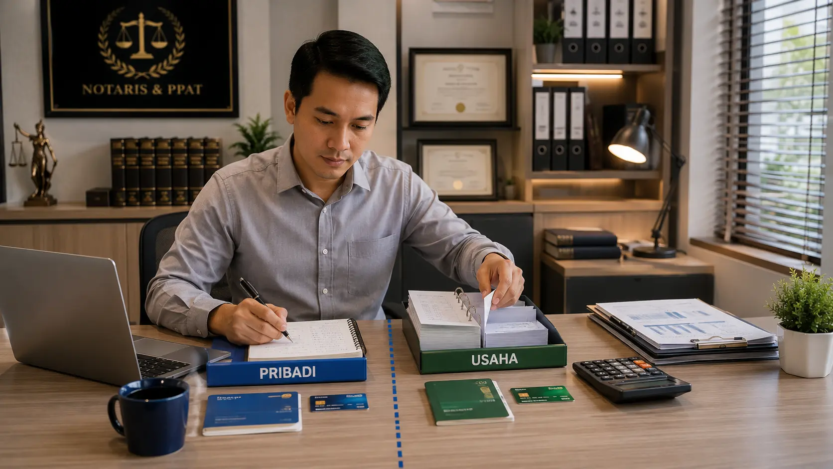 Pemilik UMKM memisahkan catatan, rekening, dan transaksi keuangan pribadi dari keuangan usaha