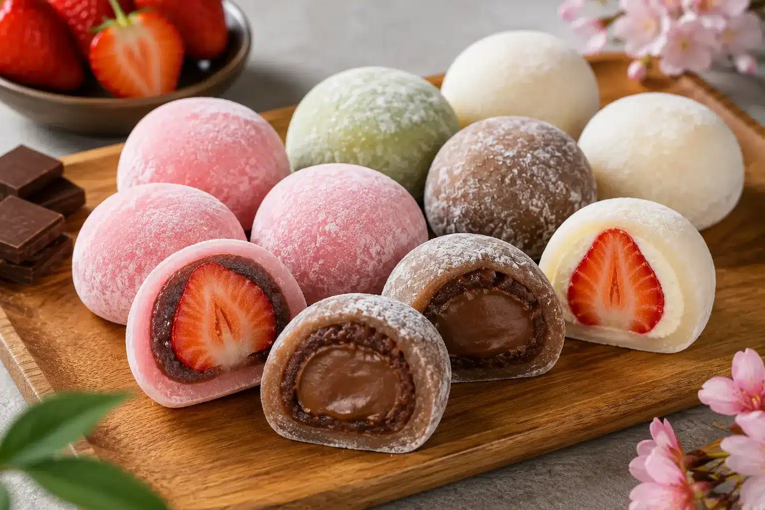 Mochi Daifuku / Mochi Bites (Isi Stroberi & Cokelat)
